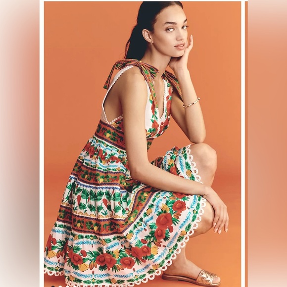 FARM Rio Dresses & Skirts - FARM Rio for Anthropologie NWT Dress V-Neck Tiered Mini Size Medium